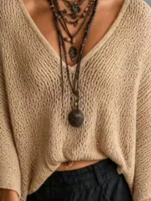 V-neck Batwing Sleeve Sweater in Yellow
