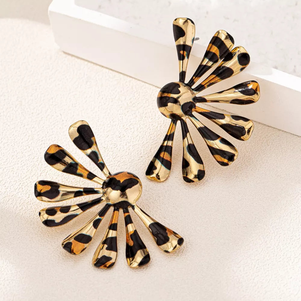 gold earrings with leopard-print and not applicable