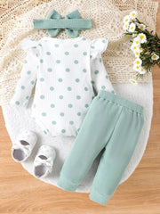 Children's Ruffled Polka Dot Bodysuit And Pants Set option 6