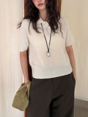 90% wool, 5% cashmere, 5% mulberry silk Care instructions: Hand wash cold polo shirt in Gray with regular silhouette