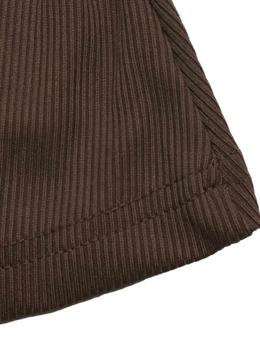 wrap top in Coffee Brown with ruched and hip-length