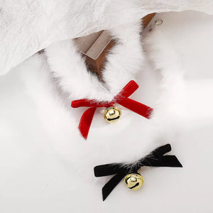 18k Gold-plated Christmas Choker Necklace With Red Bow in Red with plush trim