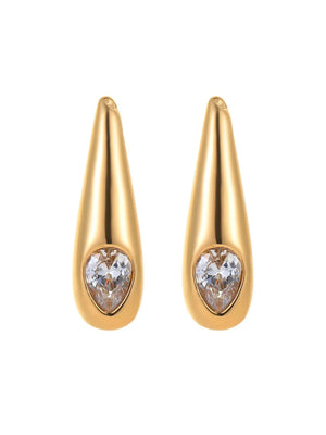 18K Gold-Plated,Stainless Steel,Zircon Care instructions: Avoid wearing during e earrings in Gold with teardrop silhouette