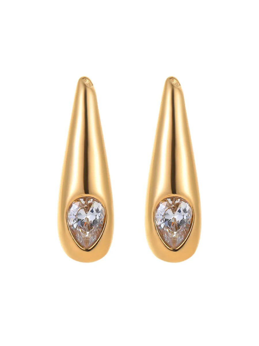 18K Gold-Plated,Stainless Steel,Zircon Care instructions: Avoid wearing during e earrings in Gold with teardrop silhouette
