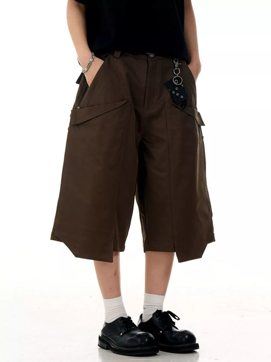 Black Men's Wide-leg Cargo Capris