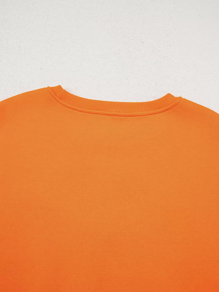 Dancing Critters Sequin Halloween Sweatshirt in Orange with sequin embellishment