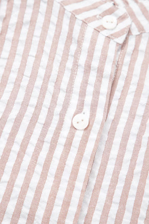 Stripe Frilled Collar Half Sleeve Shirt Dress option 13