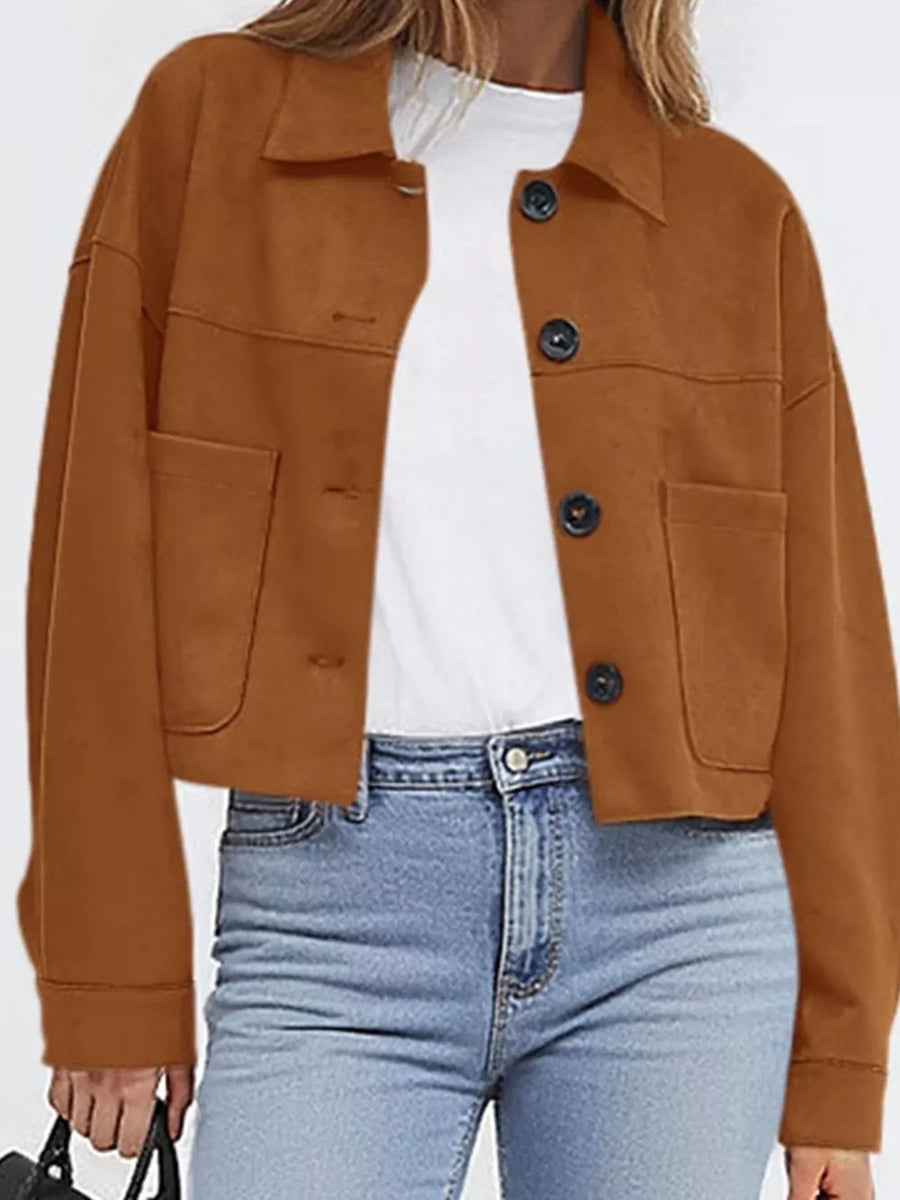 Black jacket with cropped and button-front