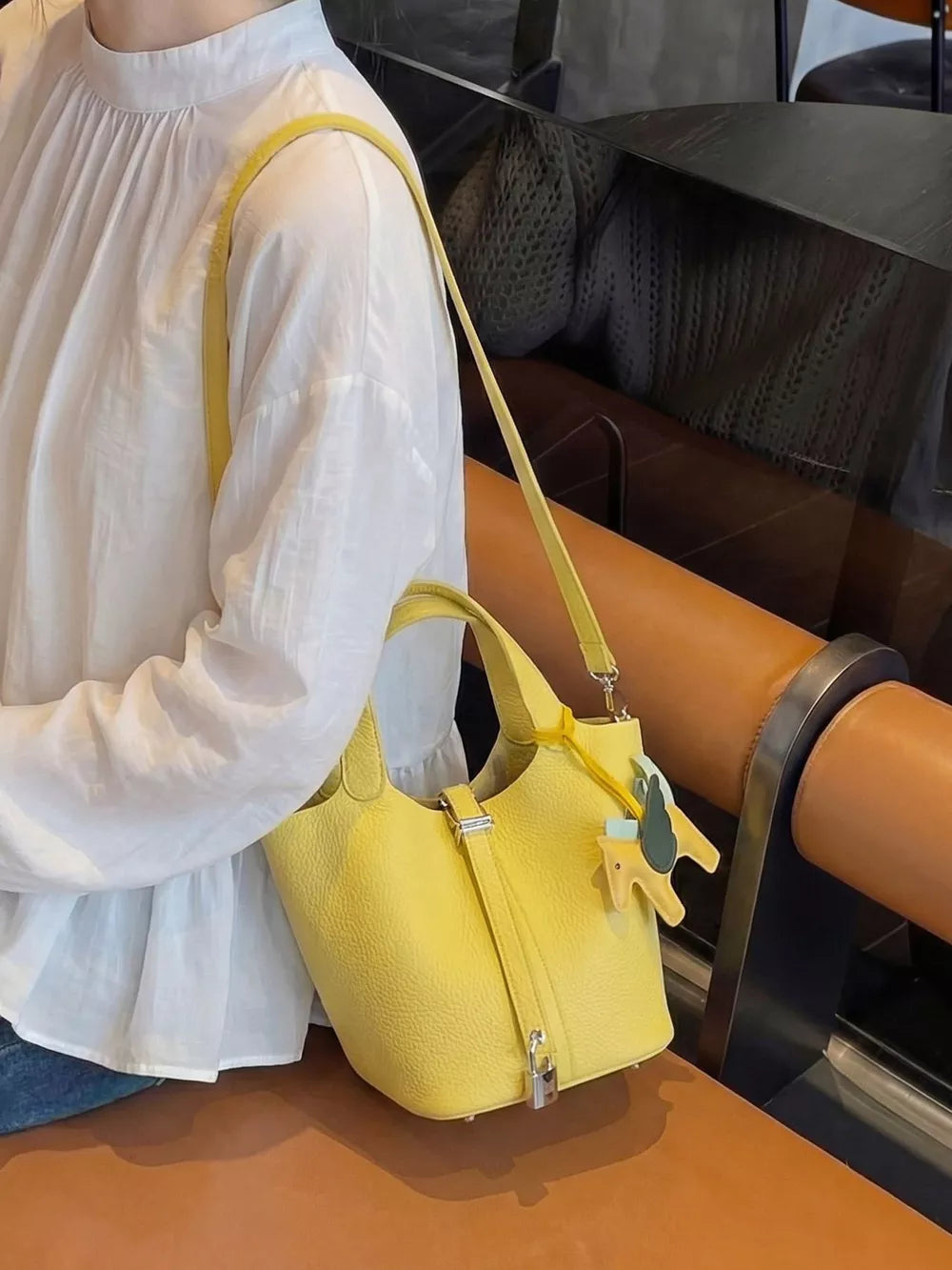 Gold Adjustable Strap Bucket Bag