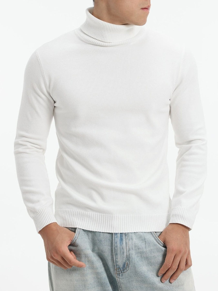 95%polyester,5%spandex Care instructions: Machine wash cold turtleneck sweater in White with slim silhouette