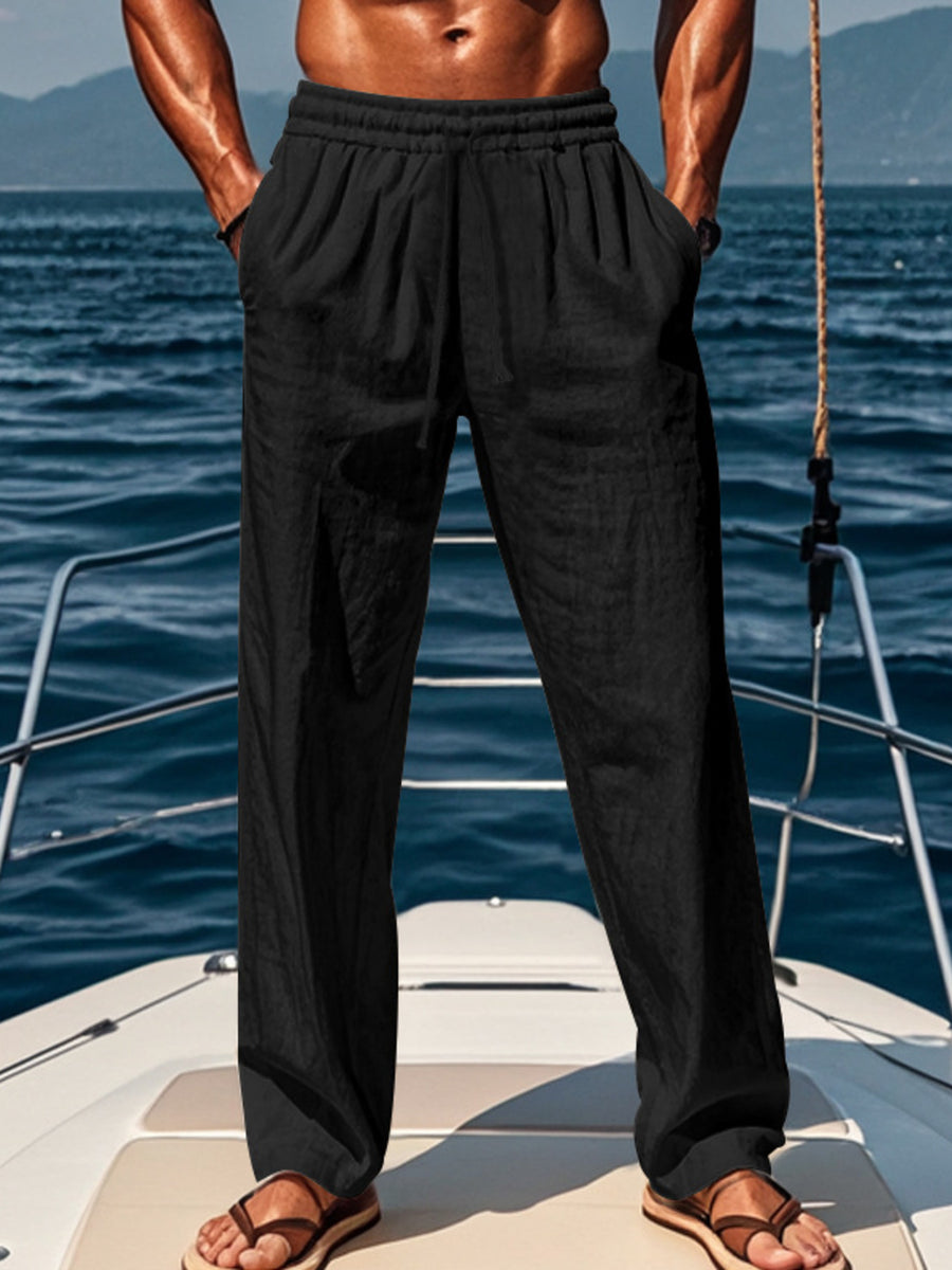 White pants with full-length and drawstring,elastic