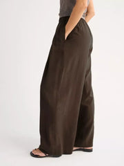 100% polyester Care instructions: Machine wash cold wide-leg pants in Coffee Brown with wide-leg silhouette