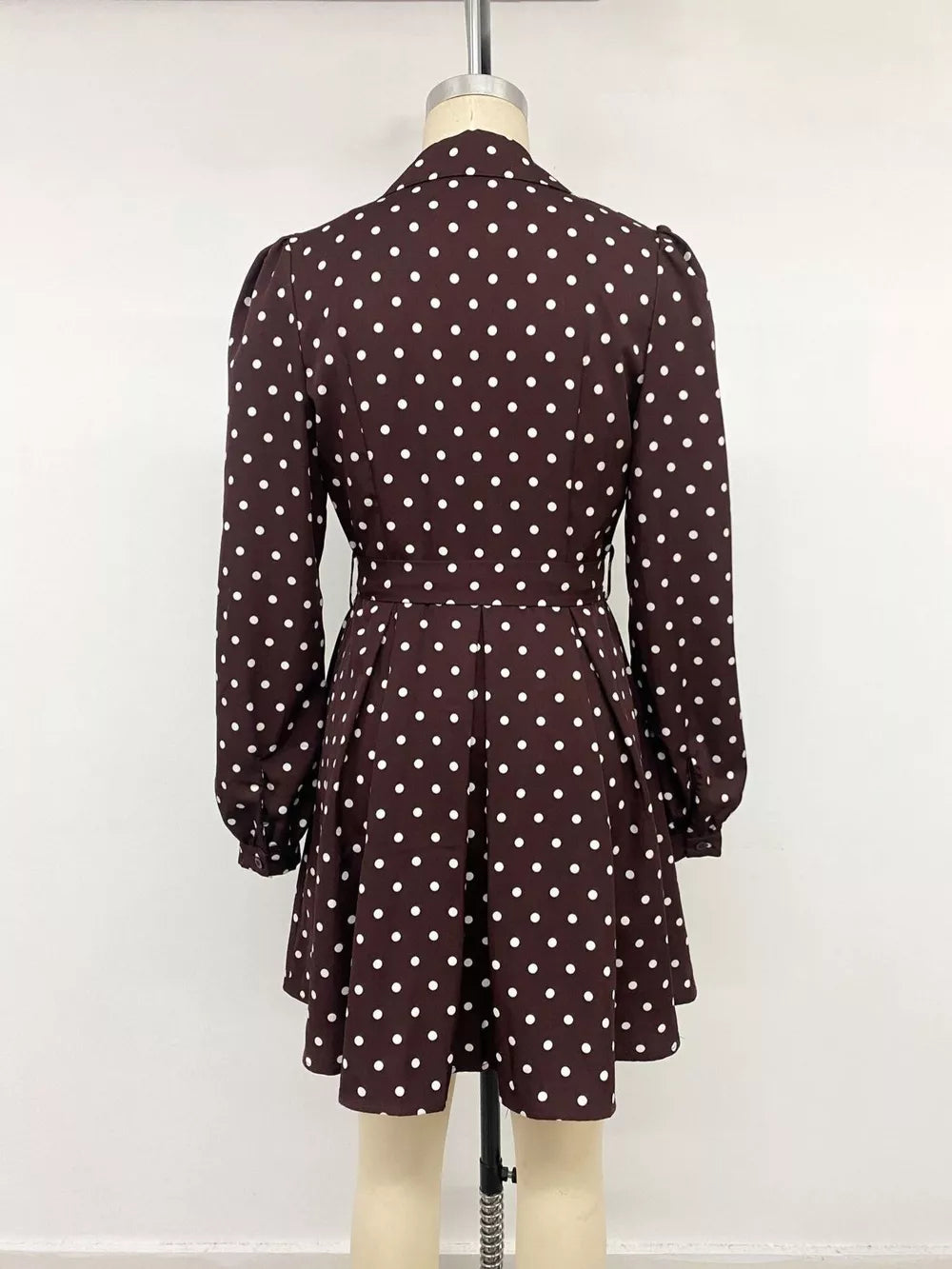 Brown A-line shirt dress with collared