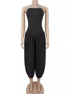 jumpsuit in Blush Pink with ruched and full-length