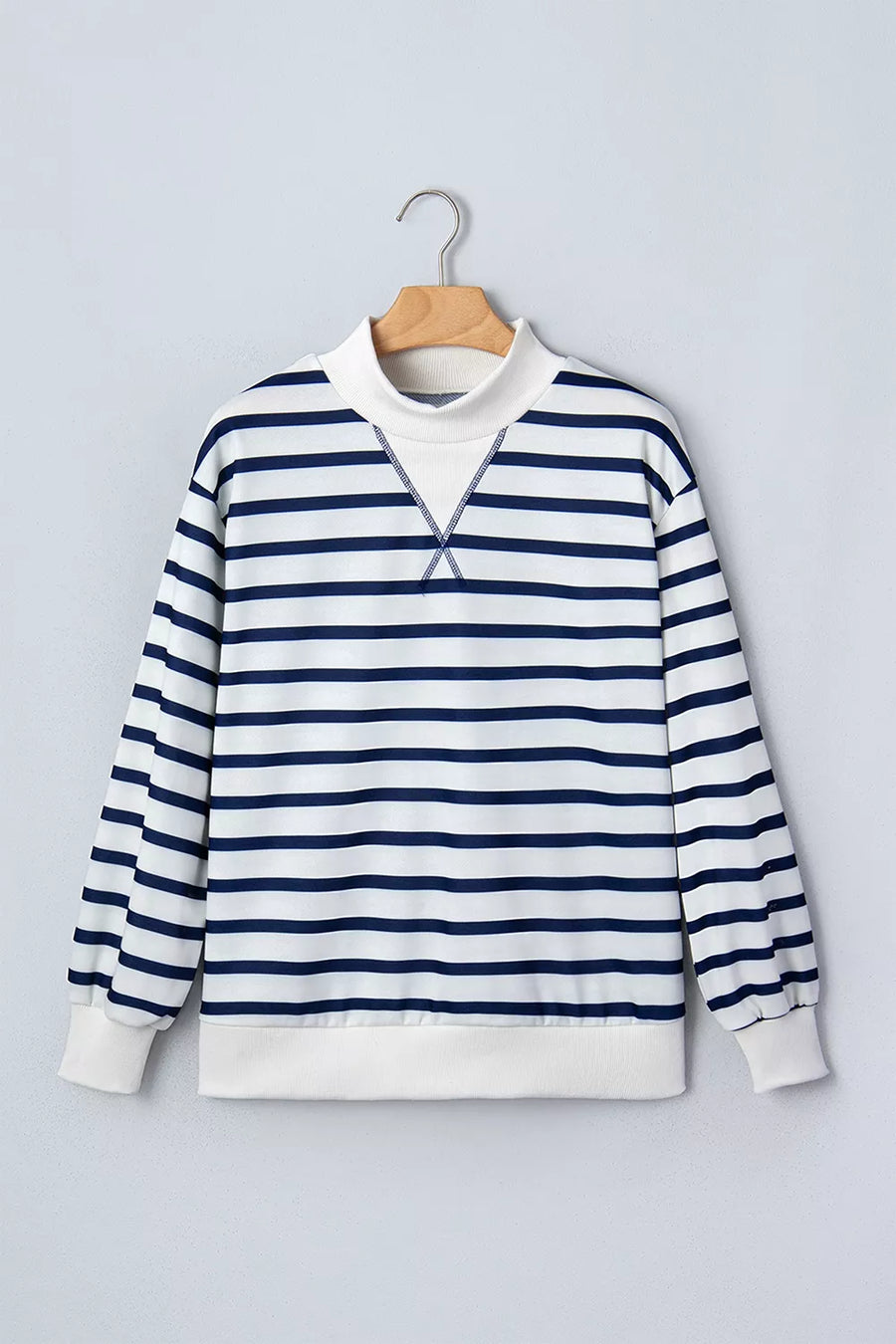 Stripe with Striped Stand Neck Long Sleeve Sweatshirt in Stripe
