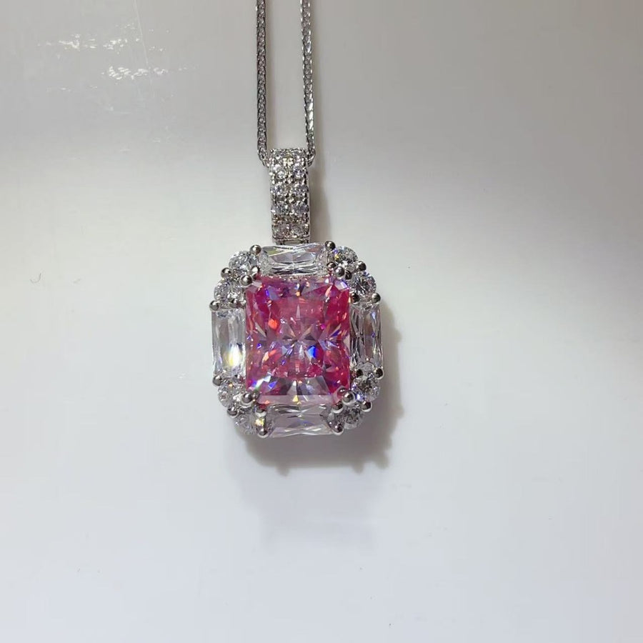 5 Carat 925 Sterling Silver Geometric Necklace in Silver with moissanite