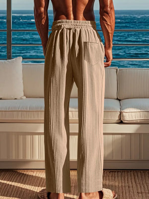 Black with Men's Ribbed Knit Wide-leg Sweatpants Plus Size