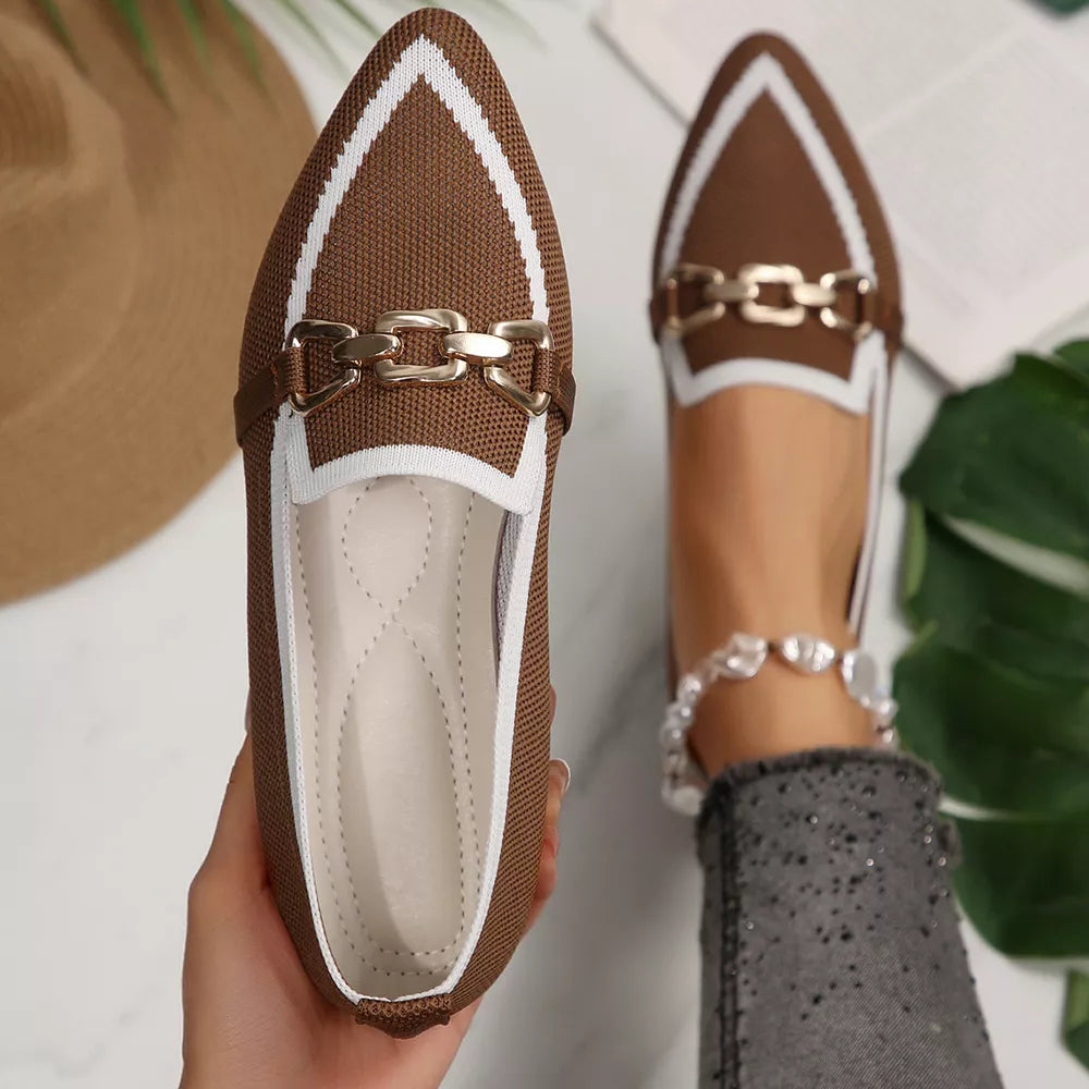 slip-on shoes in White with pointed toe and full-length
