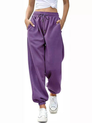 Loose Fit Drawstring Joggers in Light Gray