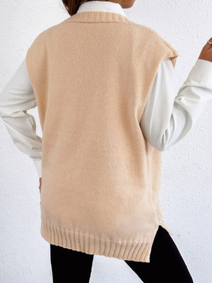 classic sweater vest in Apricot with v-neck