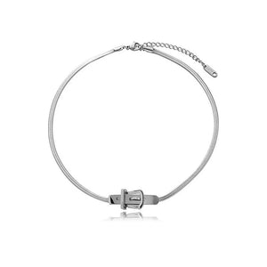 Chic Buckle Titanium Steel Silver Choker Necklace option 8