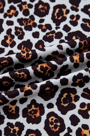 Leopard Floral Print Ribbed Puff Sleeve Sweatshirt option 10