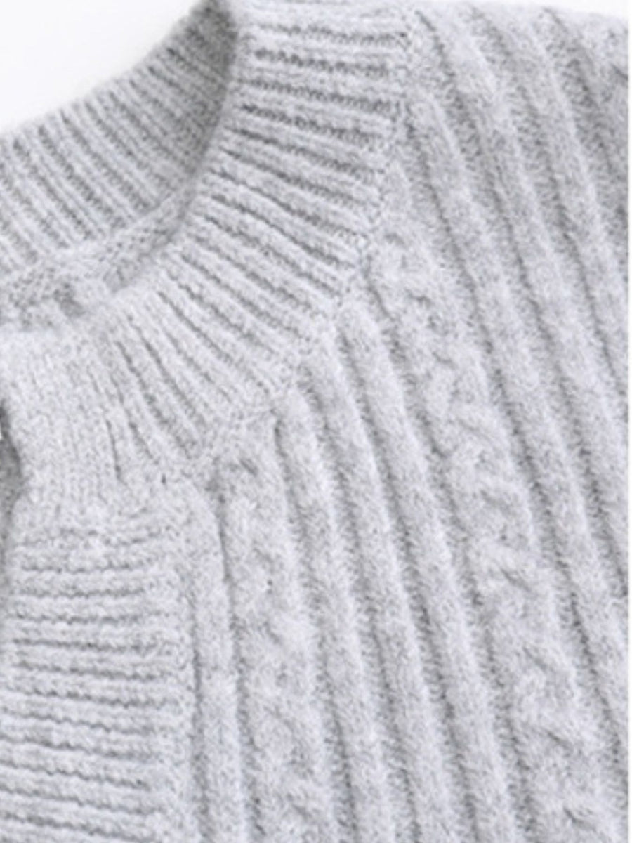 Black pullover sweater with hip-length and pullover
