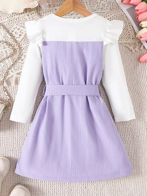 Children's Ruffled Bow Long Sleeve Dress option 6