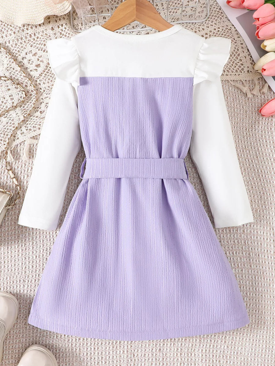Children's Ruffled Bow Long Sleeve Dress option 6