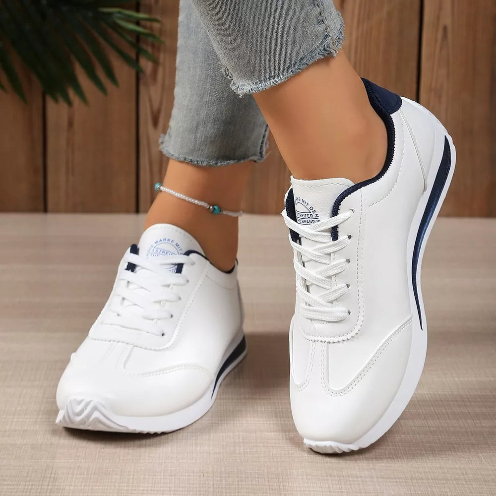 white sneakers with color-block and not applicable
