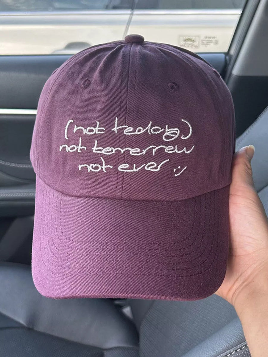 Light Blue Embroidered Slogan Baseball Cap