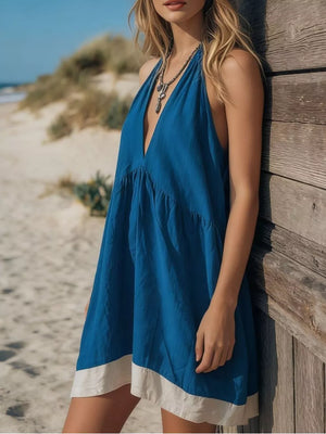 Black Backless Halter Neck Mini Dress