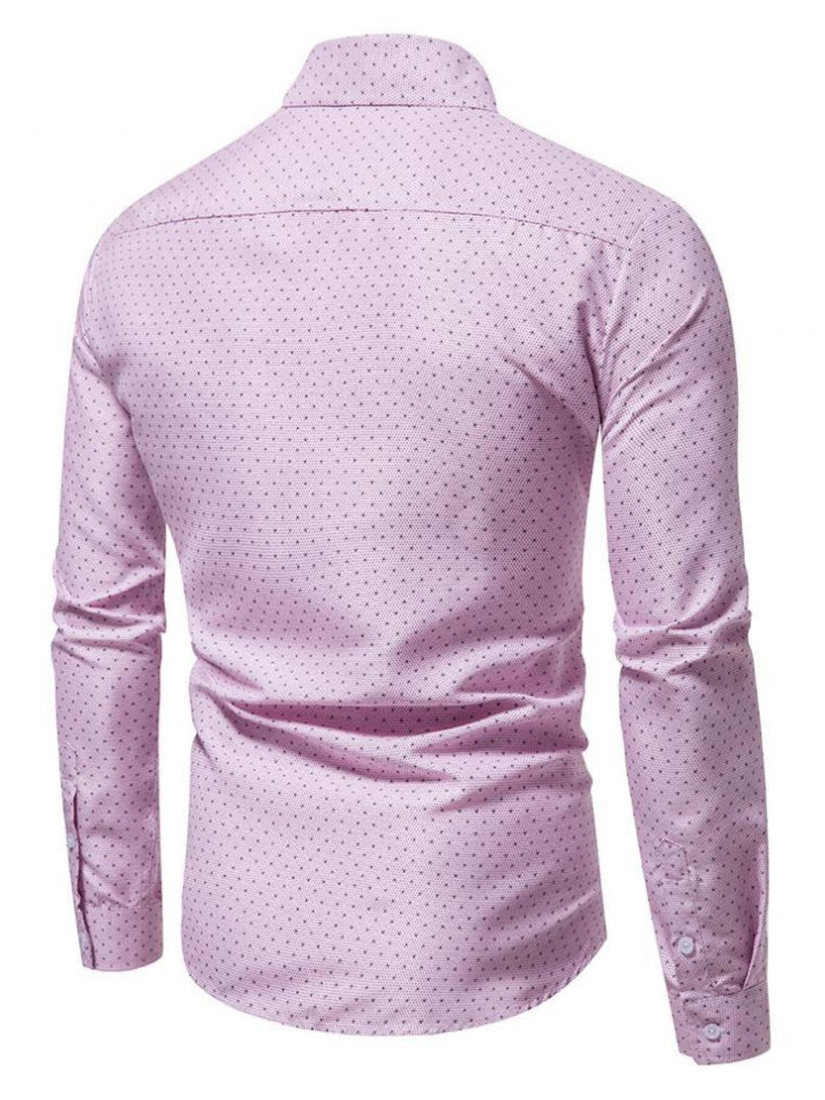 Pink cotton slim fit shirt with micro-dots, button-up, long sleeves.