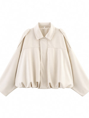 bomber jacket in Cream with collared and dolman sleeve