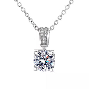 necklace in clear with moissanite stone and 15.7 inches