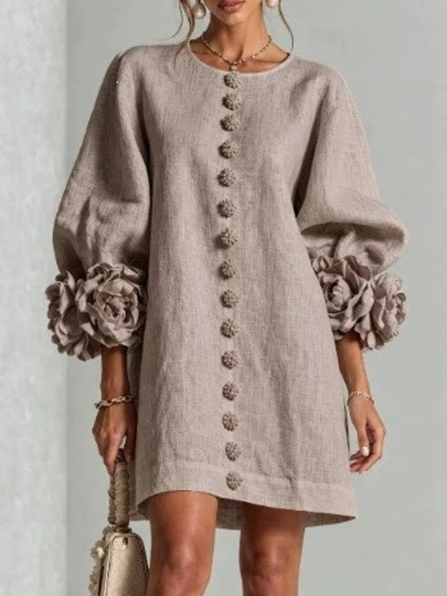 100% polyester Care instructions: Machine wash cold mini dress in Gray with A-line silhouette