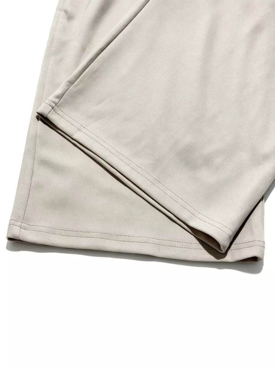 modern jumpsuit in beige with v-neck