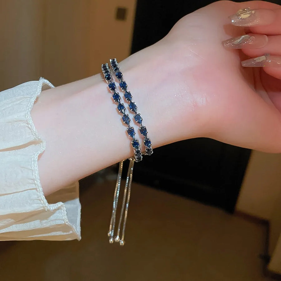 Platinum-plated, Alloy, Copper, Zircon Care instructions: Avoid wearing during e bracelet in Royal Blue with fitted