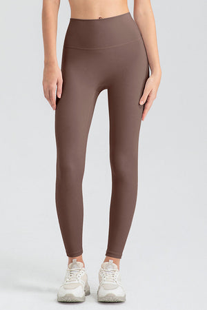 ChicFit high rise leggings in mocha, full length, seamless design.