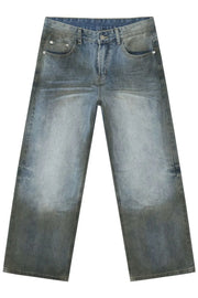 Faded gradient wide-leg jeans in medium wash denim with a relaxed fit.