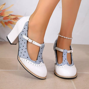 pumps featuring polka dot in black with PU Leather, Rubber Imported Size &amp texture