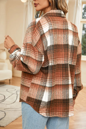 Caramel with Plaid Button Up Shacket