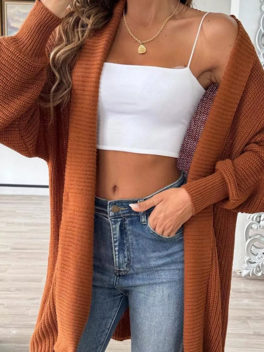 100% polyester Care instructions: Machine wash cold cardigan in Caramel with relaxed silhouette