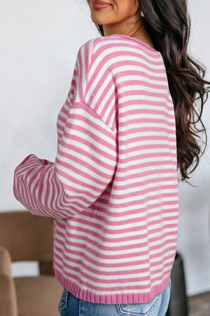 Moss pullover sweater with hip-length and half-button