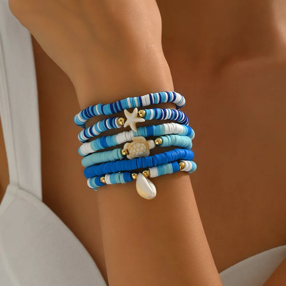 bracelet in turquoise with striped and 6-piece set