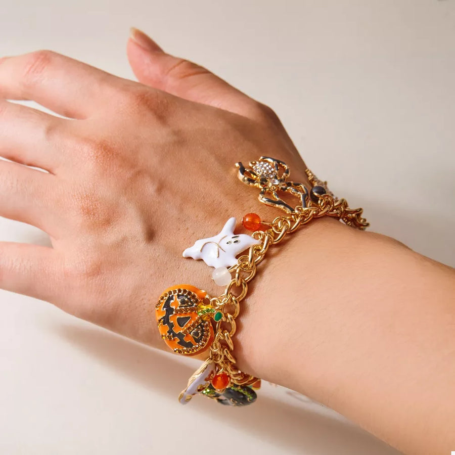 bracelet in Orange with charm bracelet and adjustable