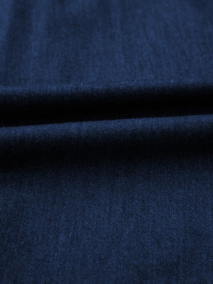 Button-down midi denim dress in navy blue cotton with a belt detail.