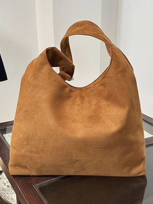 Suede Imported Size &amp handbag in Brown with loose silhouette