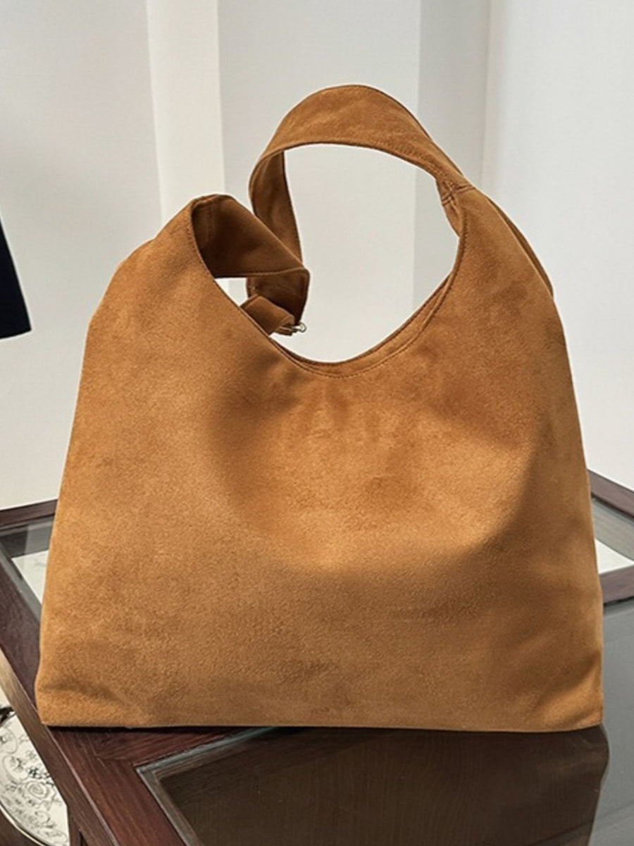 Suede Imported Size &amp handbag in Brown with loose silhouette