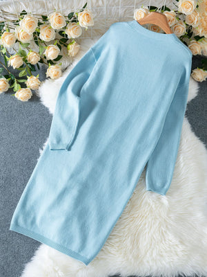 sky blue cardigan with longline and long sleeve